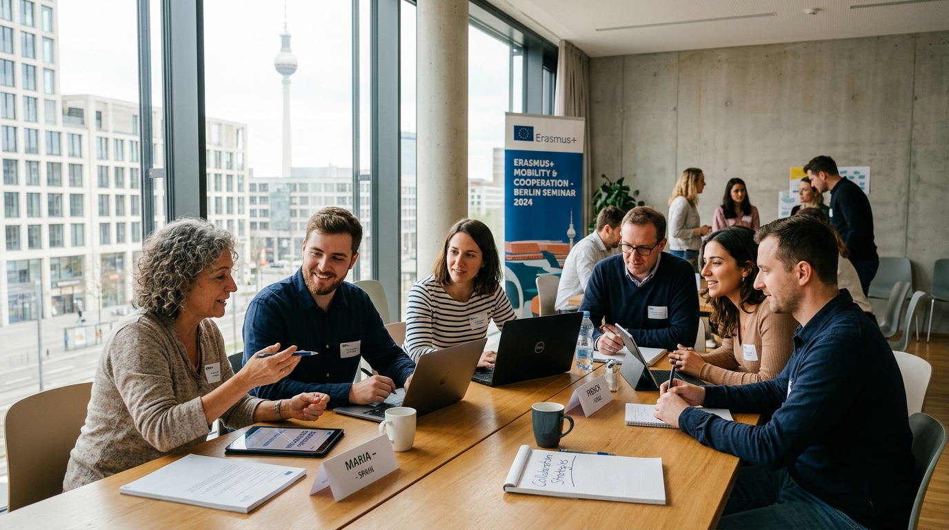 Internationales Bildungsteam bei der Zusammenarbeit in Berlin